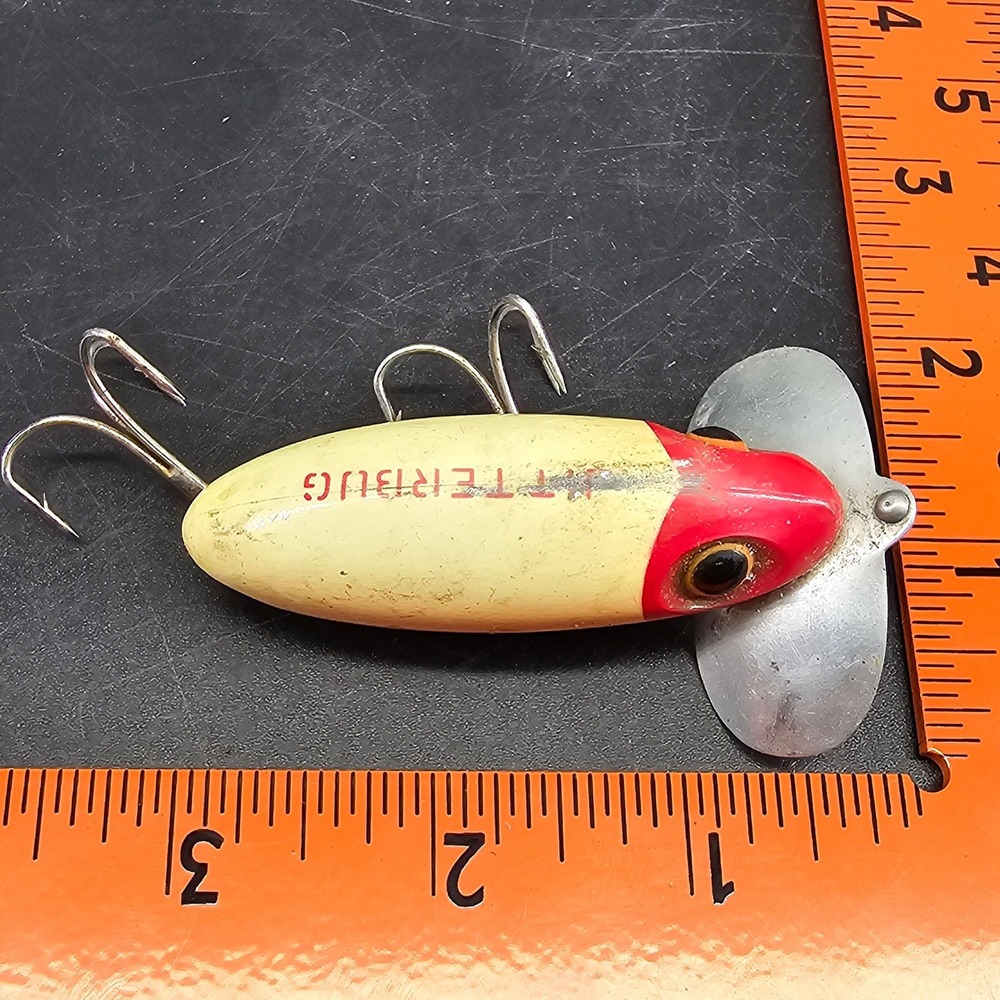 Fred Arbogast Jitterbug Fishing Lure Red Head White Vintage 3107